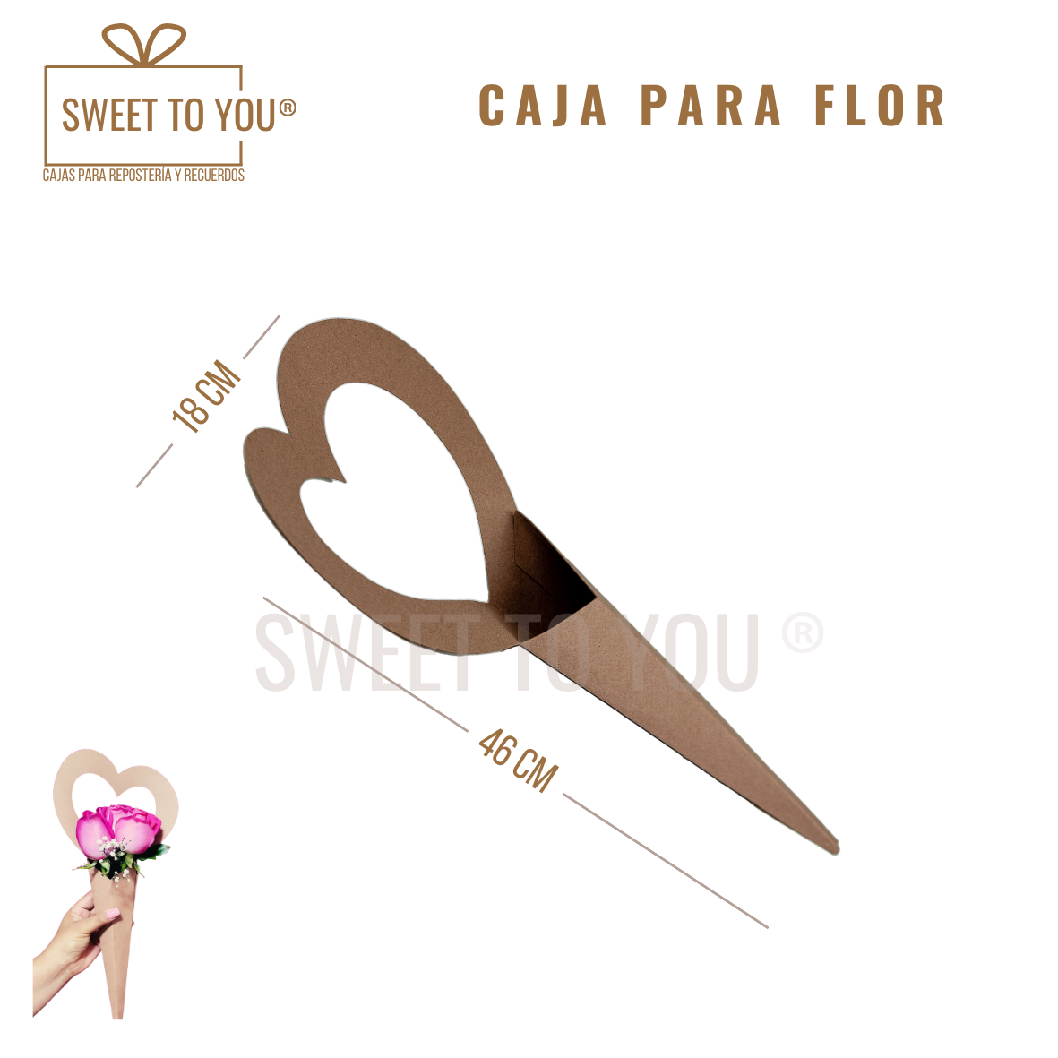 Caja Para Flor | Craft | 46x18 cm