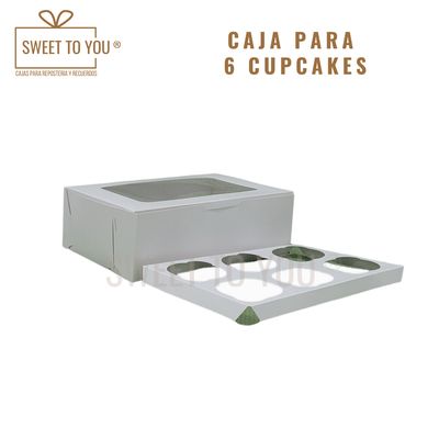 Caja Cupcake | 6 Cavidades | Blanca | 24x16x7.5 cm