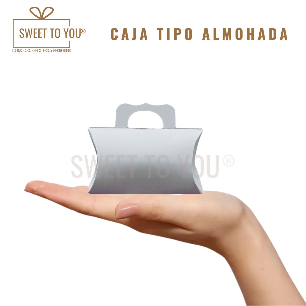 Caja Almohada Con Asa | Blanca | 10x6x2 cm