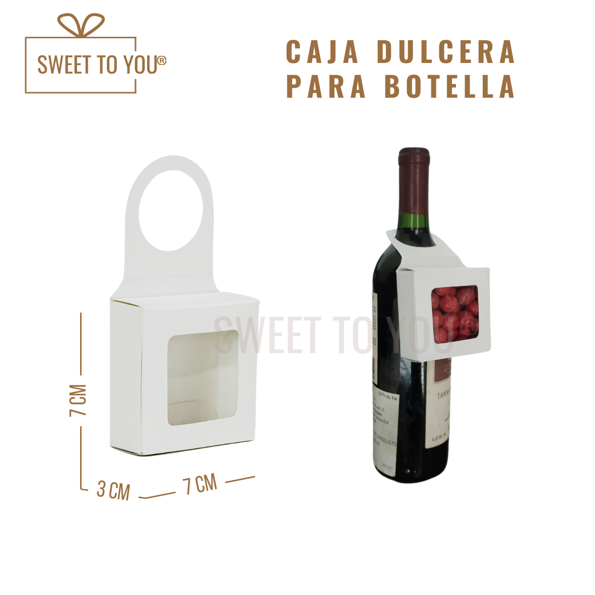 Caja Colgante Botella | Blanca | 7x7x3 cm