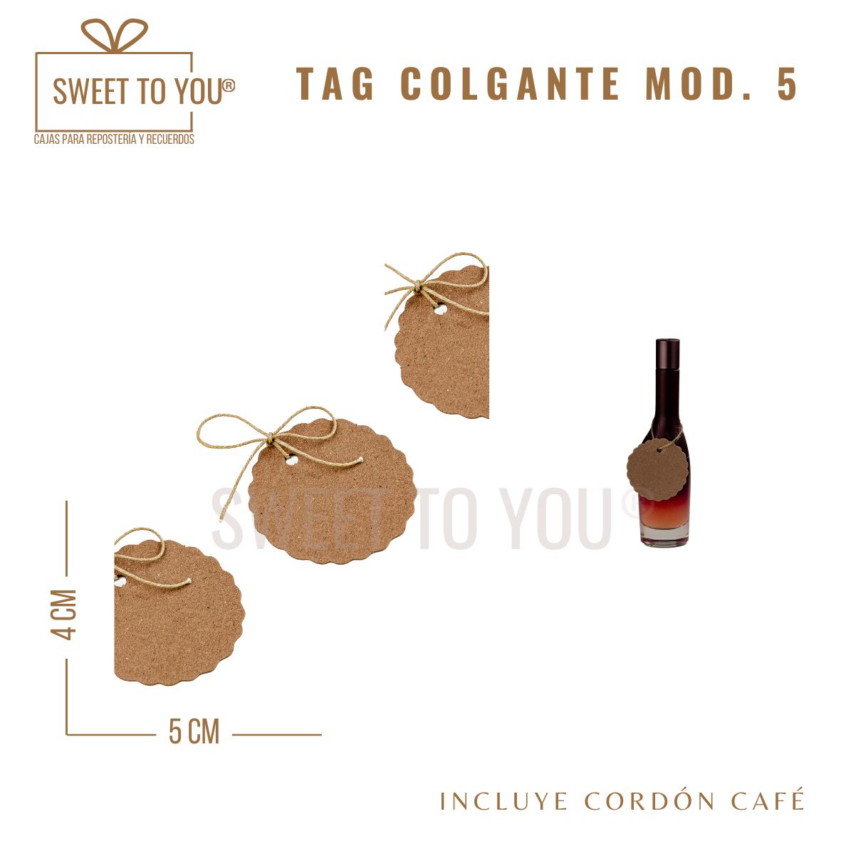 Paq. 50 Tag Colgante Mod #5 | Craft | 4x5 cm