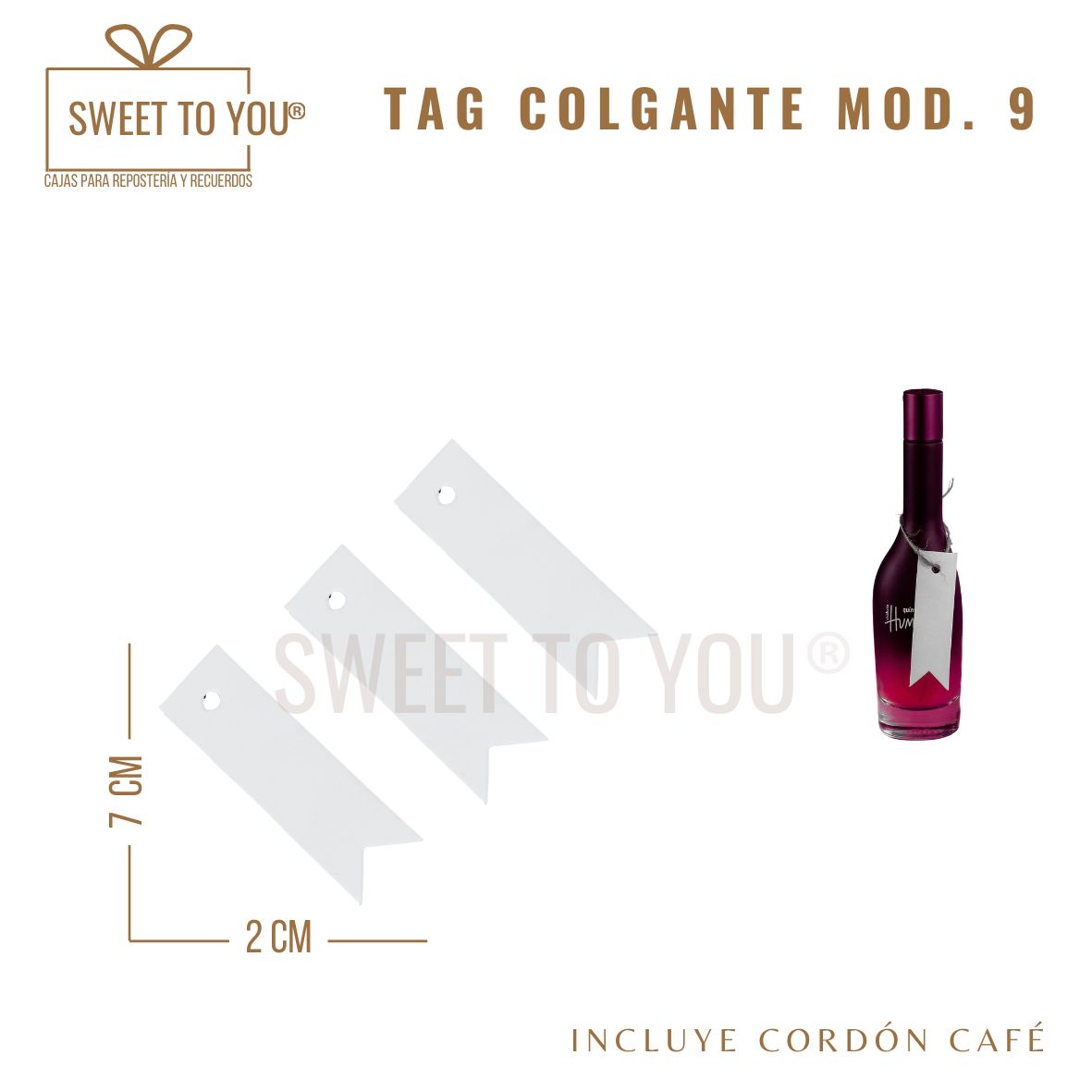 Paq. 50 Tag Colgante Mod #9 | Blanca | 7x2 cm