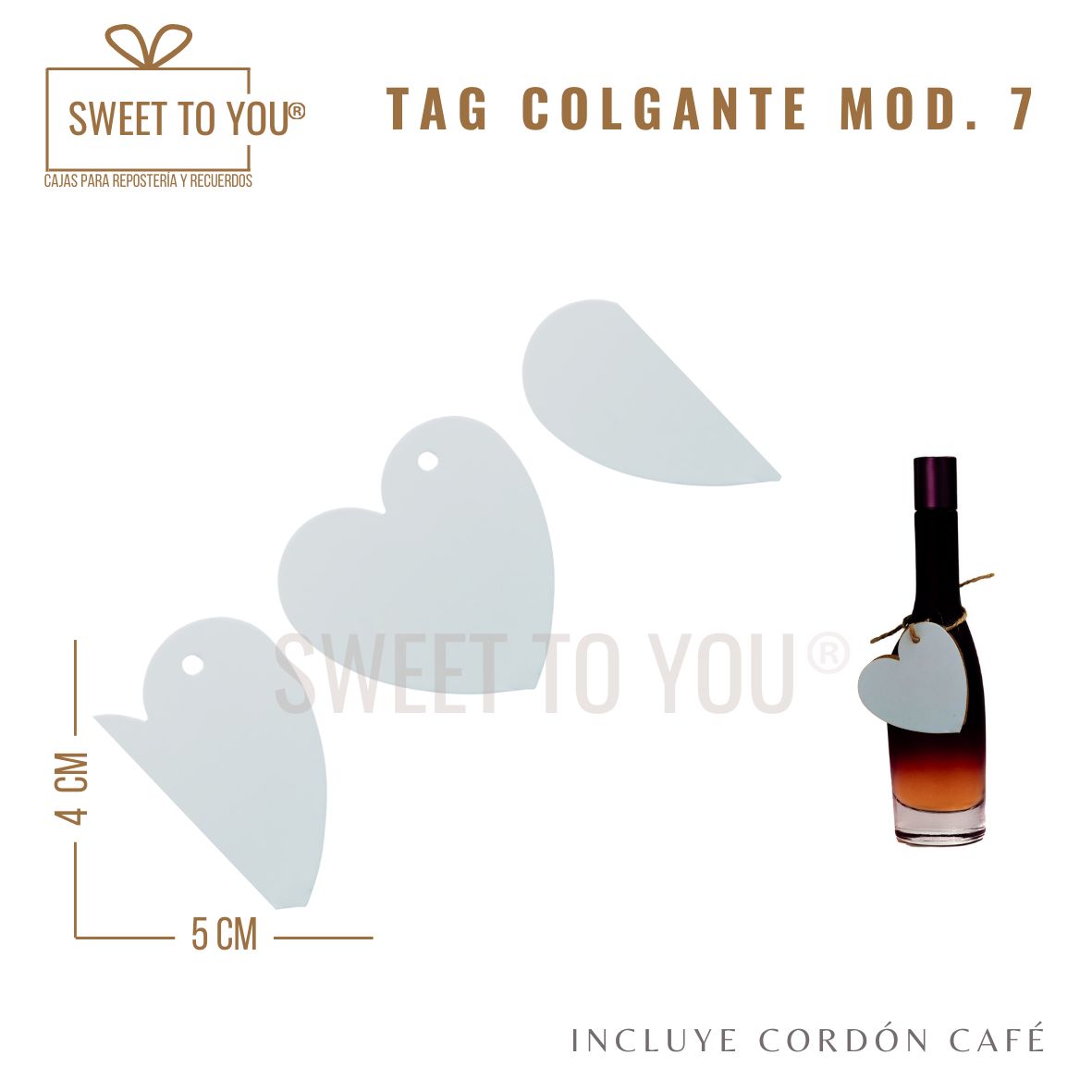 Paq. 50 Tag Colgante Mod #7 | Blanca | 4x5 cm
