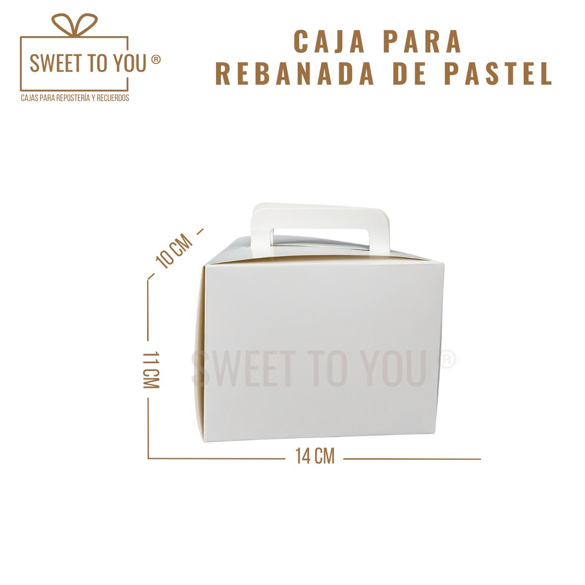 Caja Rebanada De Pastel | Asa |  Blanca | 11x14x10 cm