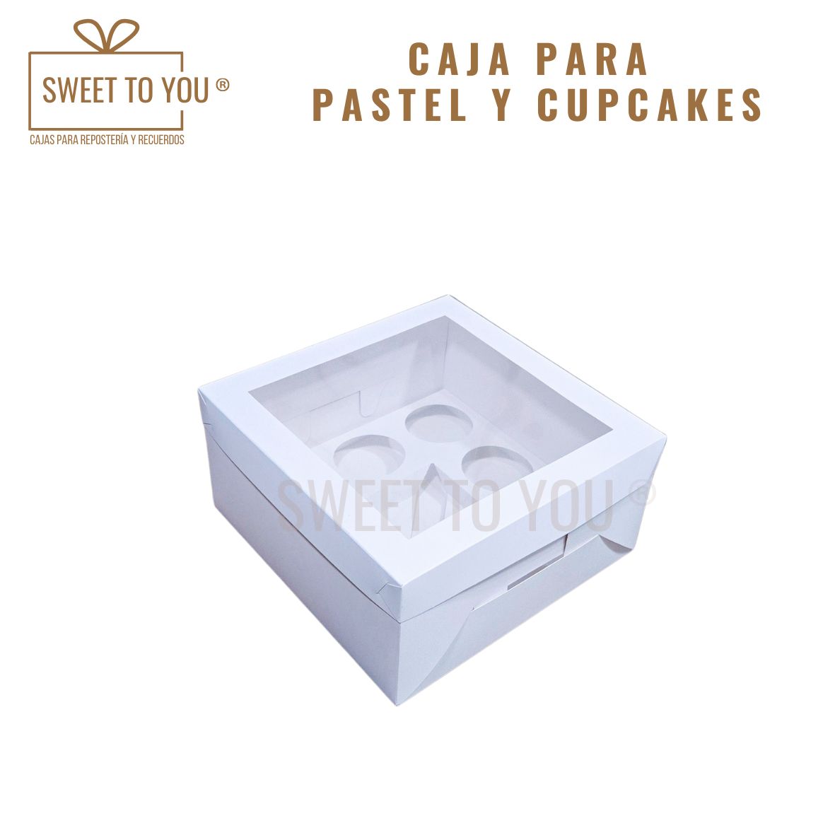 Caja para Pastel + Cupcakes | Blanca | 25*25*13 cm