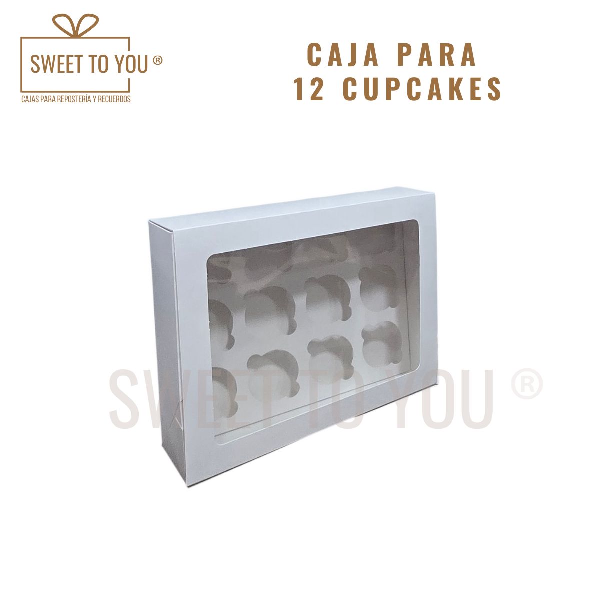 Caja Cupcake | 12 Cavidades | Blanca | 32x25x9 cm