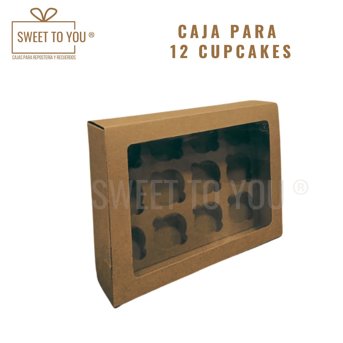 Caja Cupcake | 12 Cavidades | Kraft | 32*25*9 cm