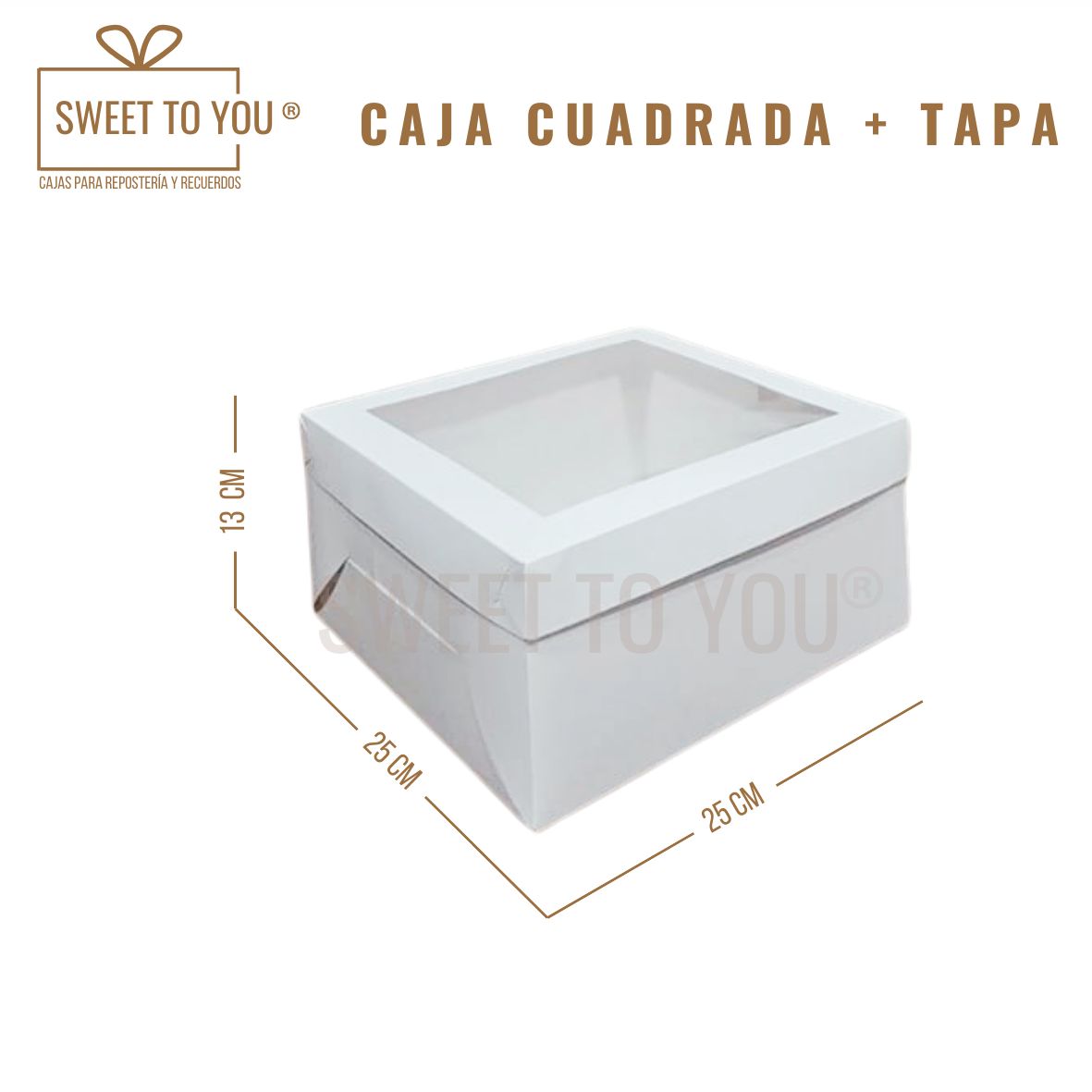 Caja Cuadrada + Tapa | Blanca | 25x25x13 cm