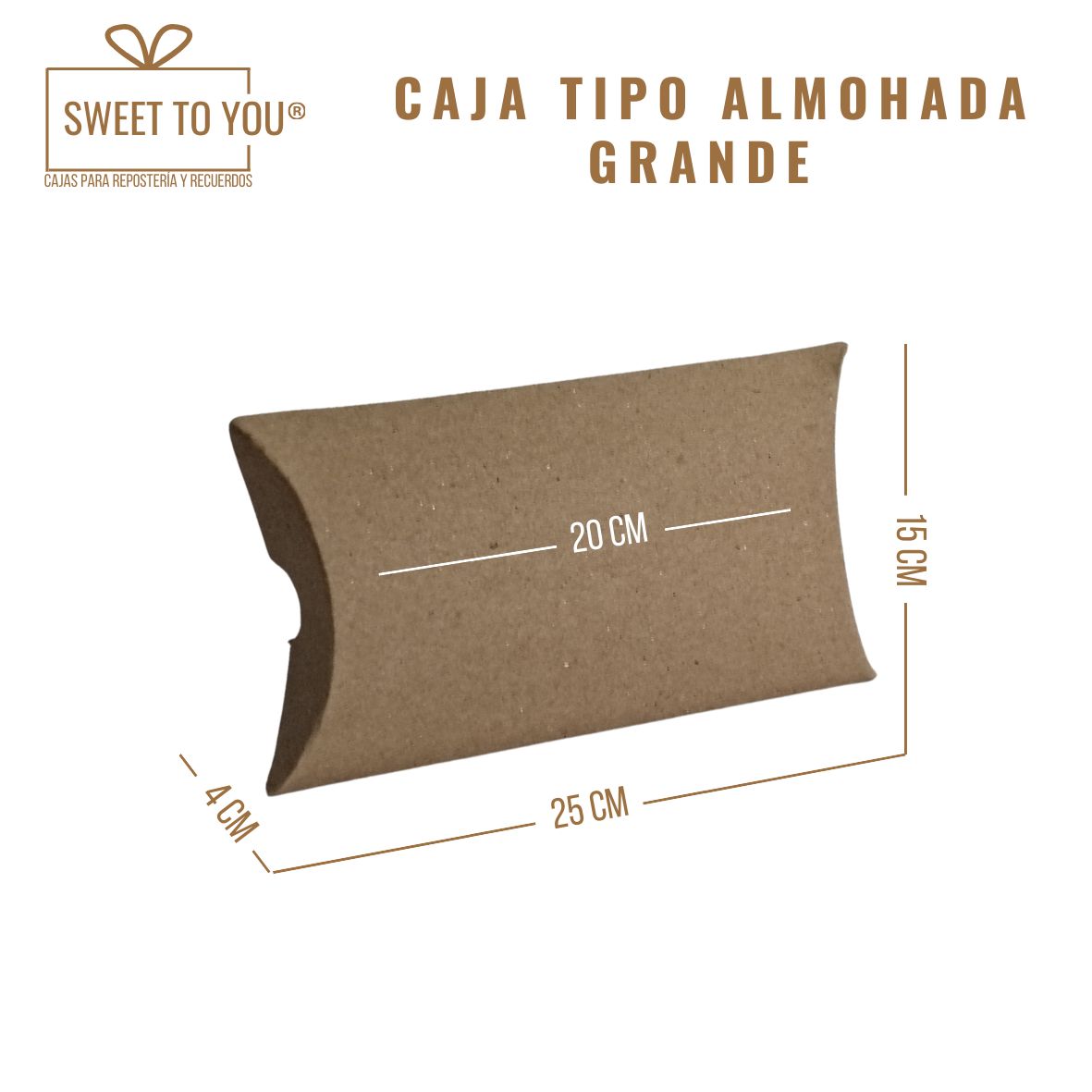 Caja Almohada | Kraft |  25*15*4.5 cm