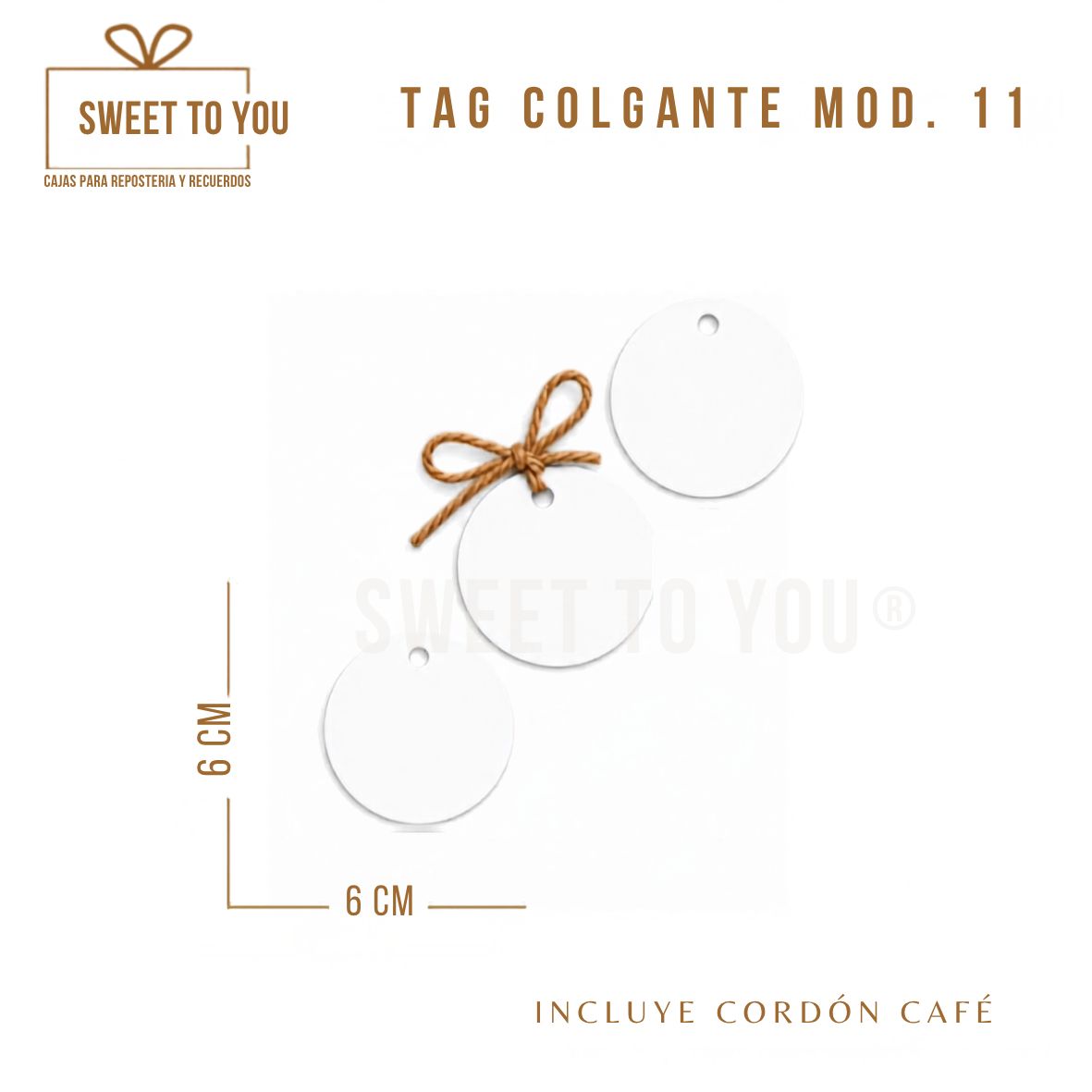 Paq. 50 Tag Colgante Mod #11 | Blanco | 6x6 cm