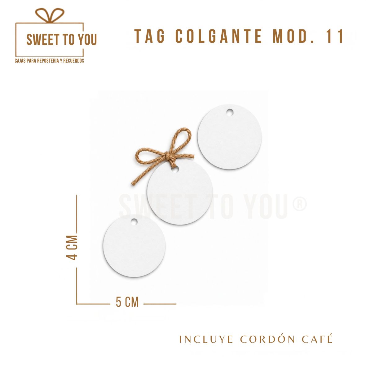 Paq. 50 Tag Colgante Mod #12 | Blanco | 4x5 cm