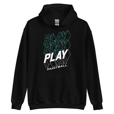 Hoodie - Paintball Retro Play  White Print (Multiple Colors)