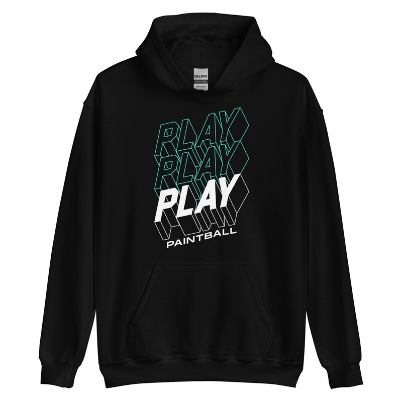 Hoodie - Paintball Retro Play  White Print (Multiple Colors)