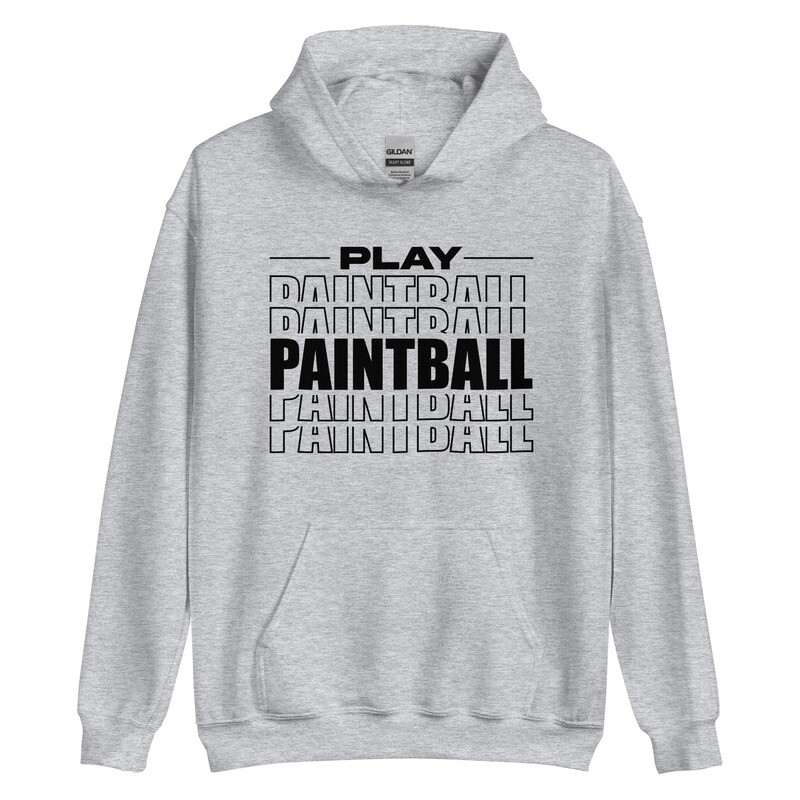 Hoodie - Paintball STACKED Black Print (Multiple Colors)