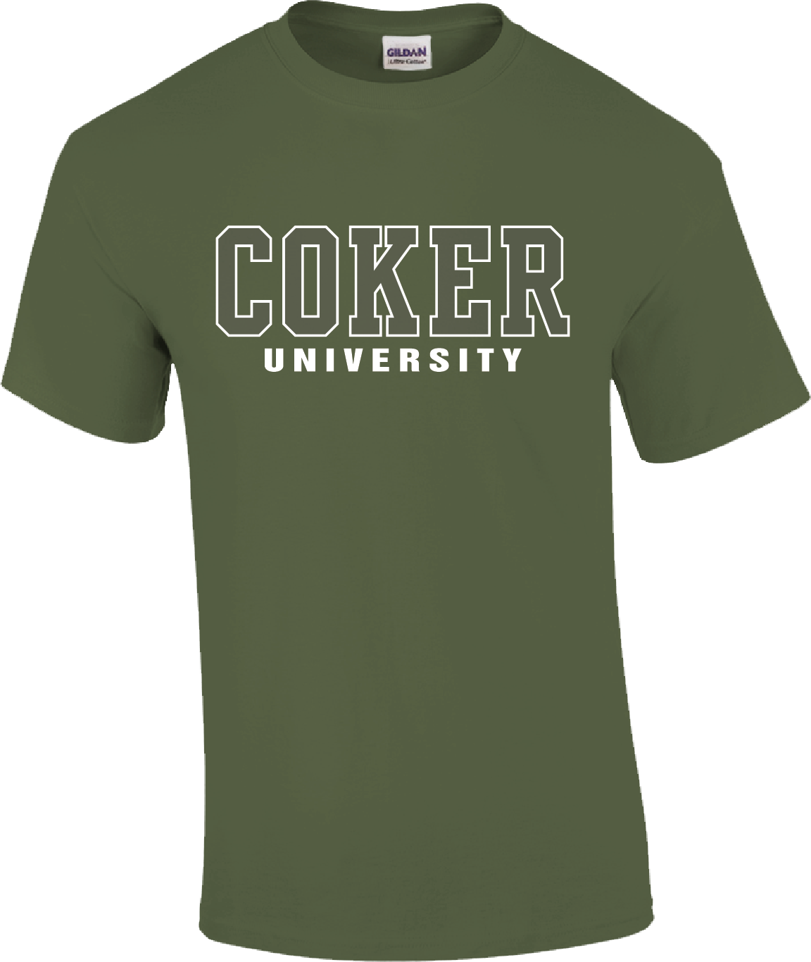 Army Green Clear Logo &quot;Coker University&quot; (SP-5140), size: small