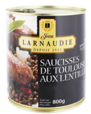Saucisses de Toulouse aux Lentilles