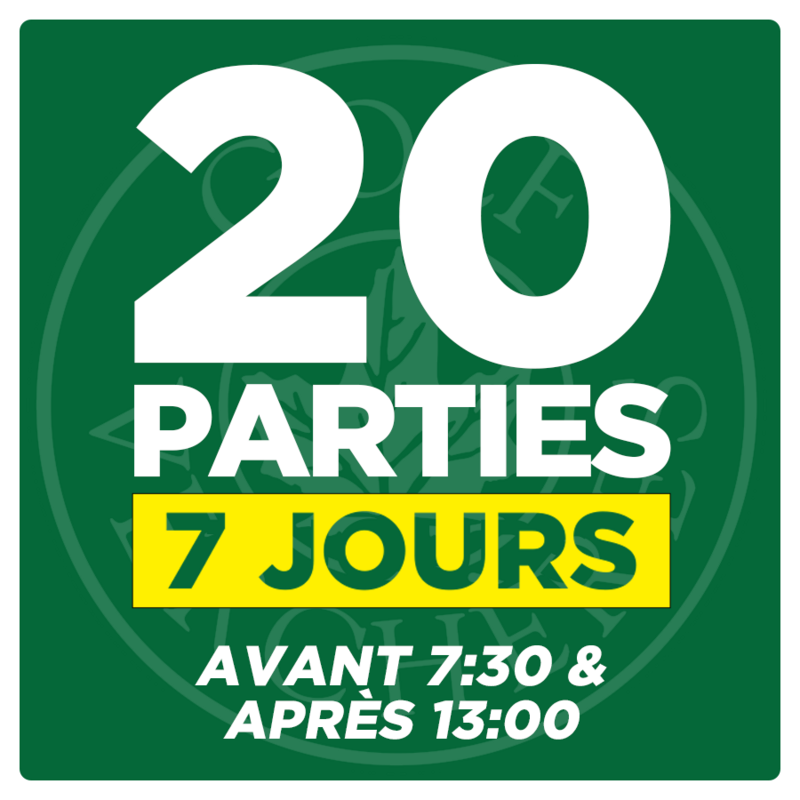 20 Parties - 7 Jours - Avant 7:30 &amp; Après 13:00