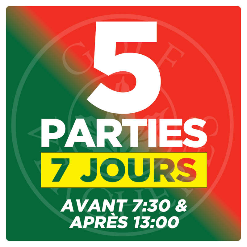 PROMO EXPOGOLF - 5 Parties - 7 Jours - Avant 7:30 &amp; Après 13:00