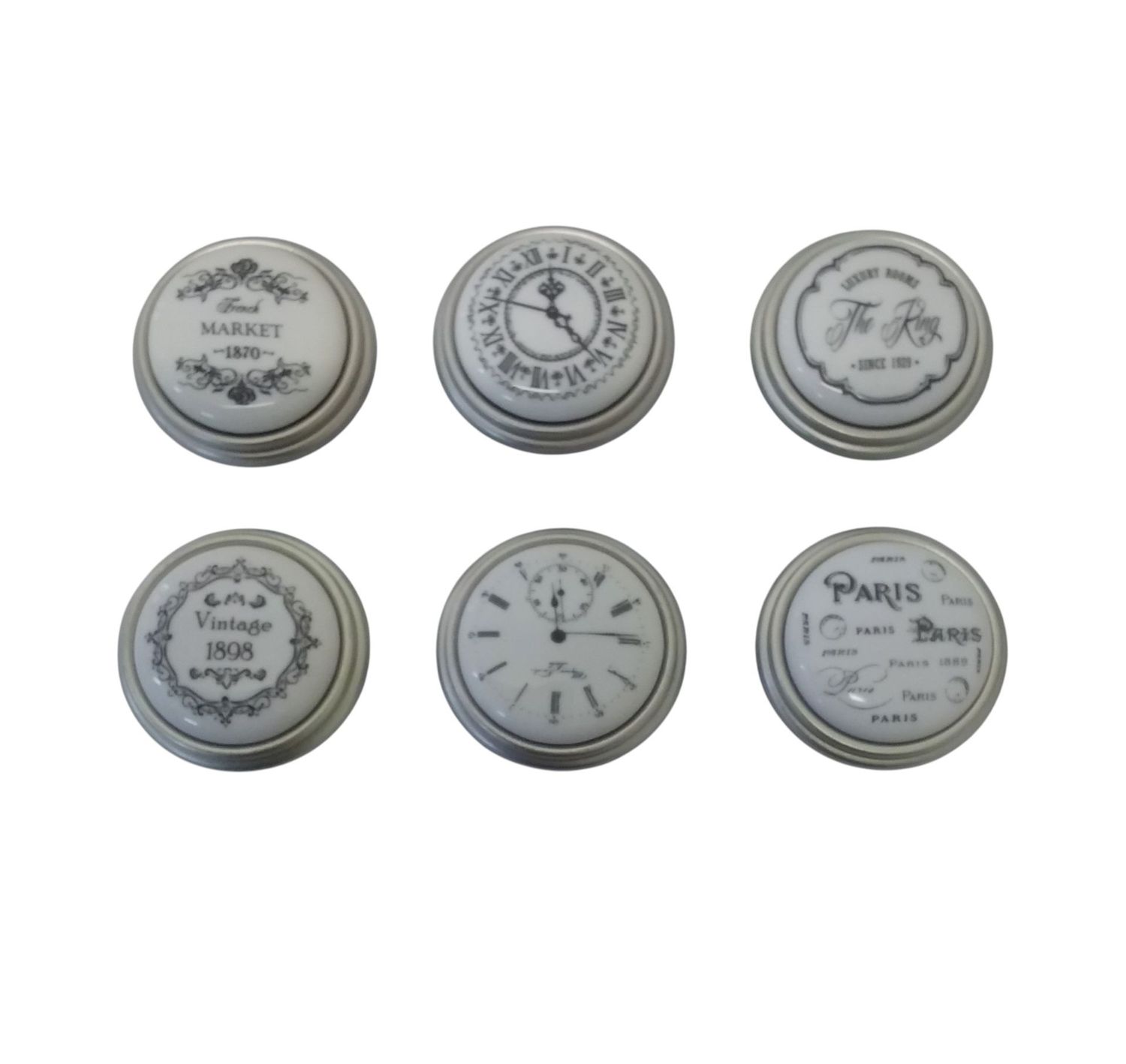 Pomo in ceramica argento Nottingham diametro 35mm (art-P77AN) Pomo in ceramica argento Nottingham diametro 35mm (art-P77AN)