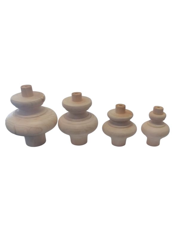 Piede a cipolla in legno ontano grezzo (art-53014 S- 53014 M - 53014 L - 53014 XL )