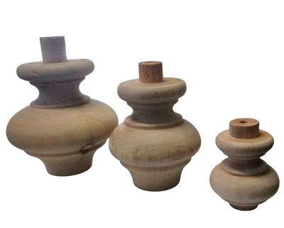 Piede a cipolla in legno ontano grezzo (art-53012 S- 53012 M - 53012 L )