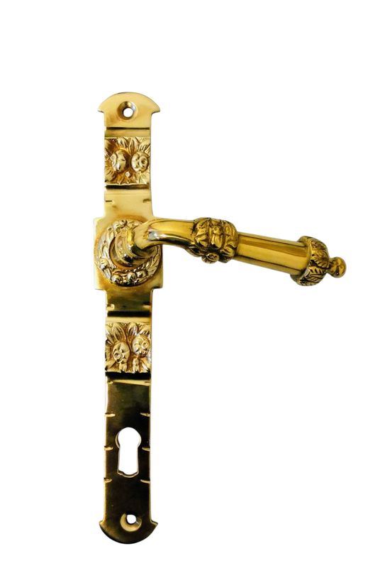 Maniglia stile liberty da porta con placca  Q6  (art-950 BIS)