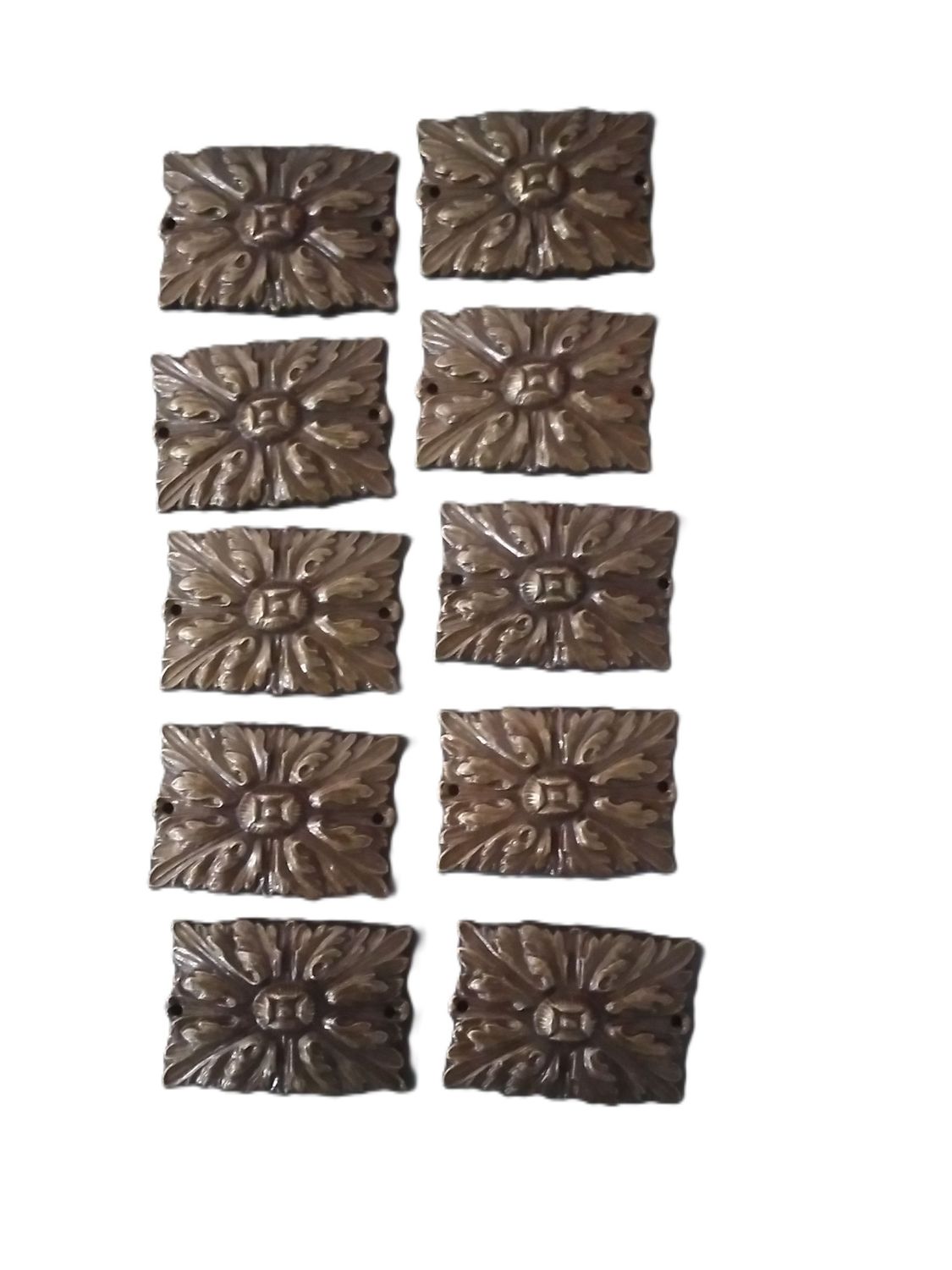 Fregio rettangolare bronzato stock 10 pezzi  - 48x32mm (art-207 L)