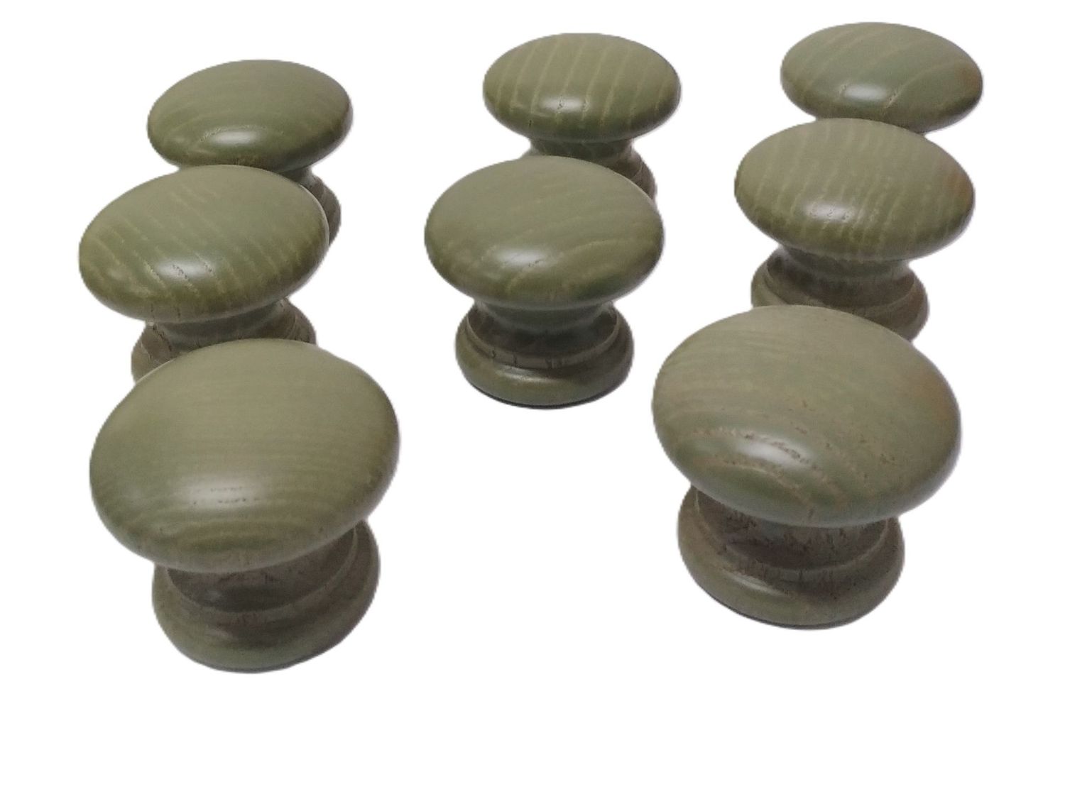 Pomi in legno verniciato verde pastello diametro 39mm in stock 8 pezzi (art-103A)