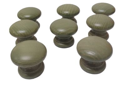Pomi in legno verniciato verde pastello diametro 39mm in stock 8 pezzi (art-103A)