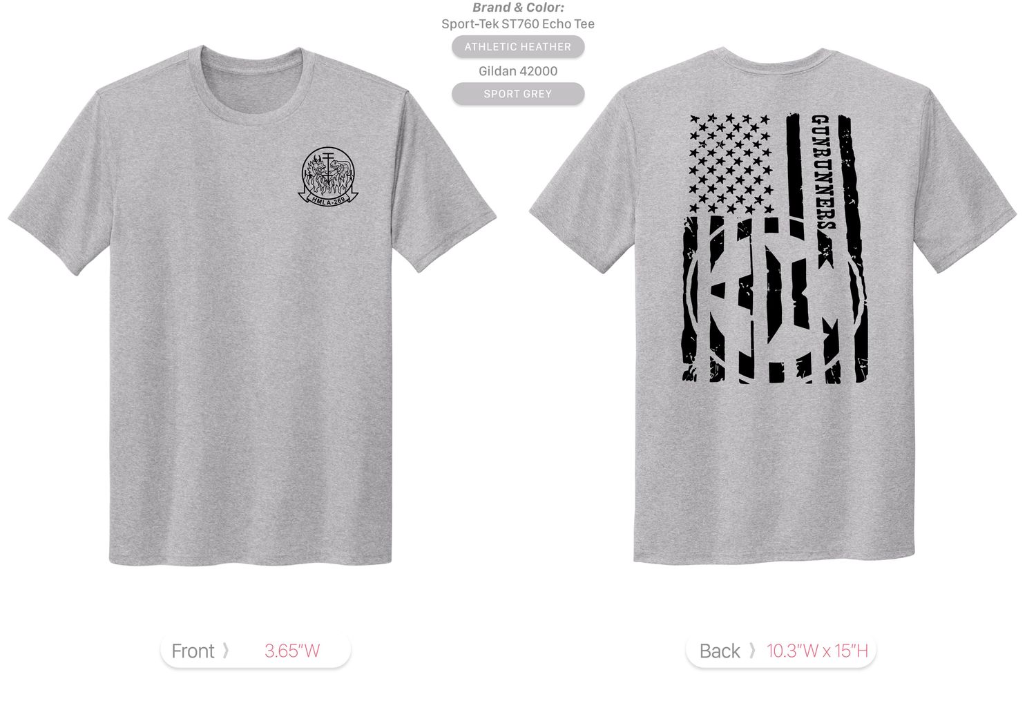 Gray Squadron Gunrunners Flag Logo T-Shirt (Sizes L to 4X)