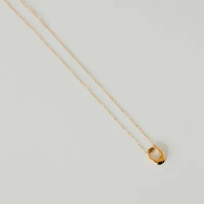 MINI OPEN OVAL PENDANT NECKLACE - WATERPROOF