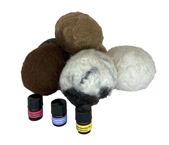 100% Natural Alpaca Dryer Balls - 3 count with Essential Oil Samples