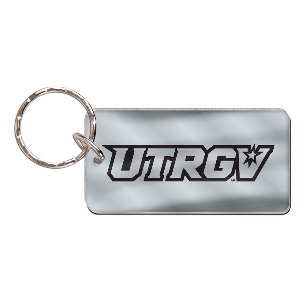 UTRGV Silver Keychain Rectangle