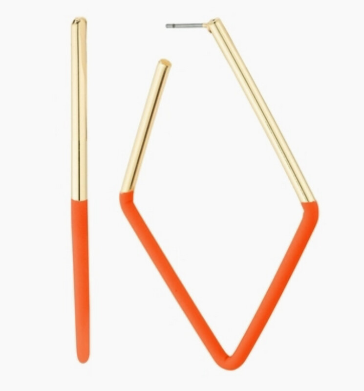 Orange  Diamond Shaped Earring
