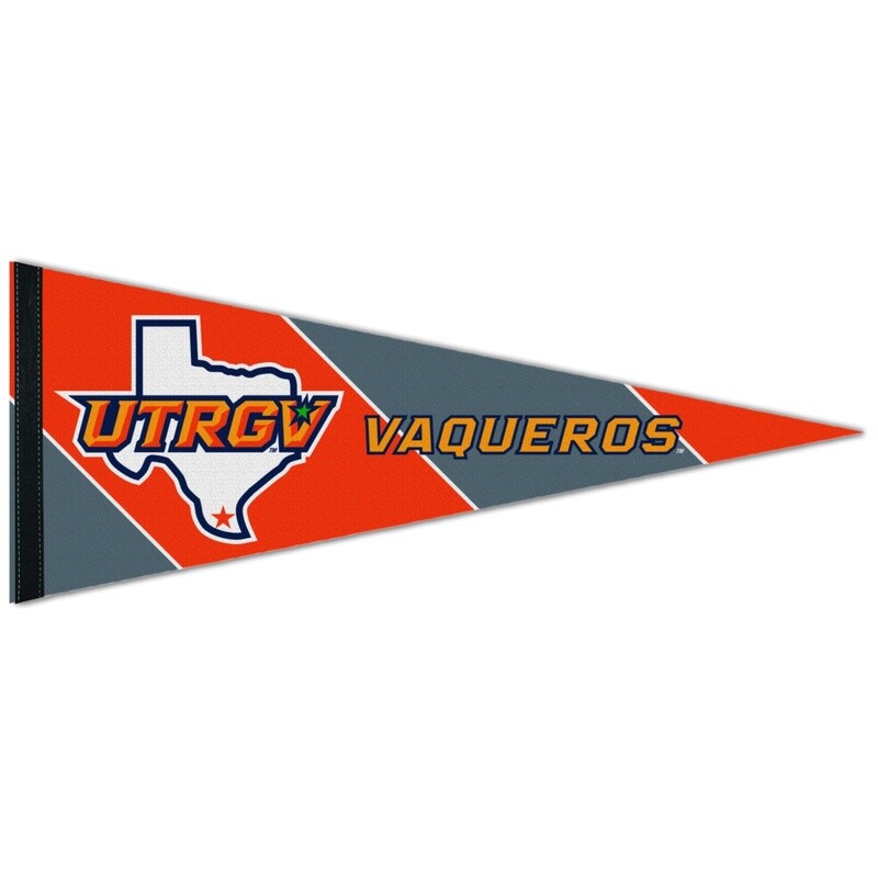 UTRGV Vaqueros Orange/Grey Sewn Strip Pennant