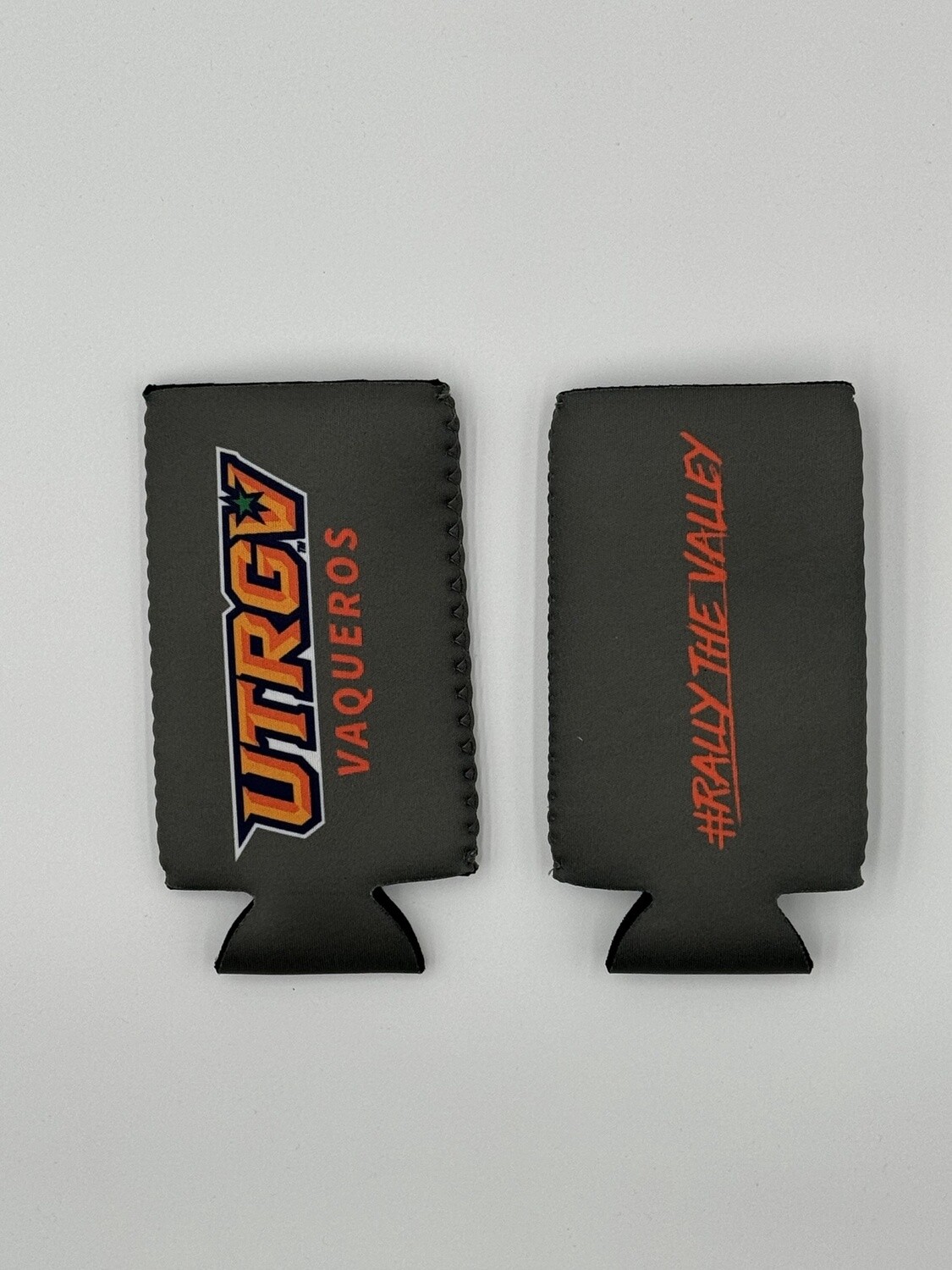 UTRGV - Texas/&quot;Rally the Valley&quot; 12 oz Double Sided Slim Can Koozie