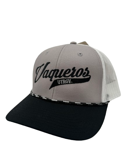Vaqueros Script Rope Trucker Hat - Grey/Black
