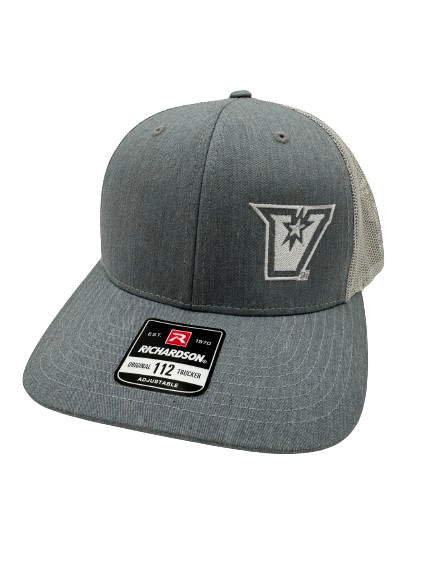 &quot;V&quot; White Embroidered Trucker Cap - Heather Grey