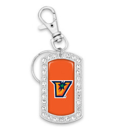 &quot;V&quot; Crystal Dog Tag Key Chain