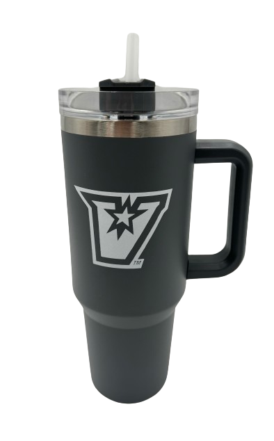 &quot;V&quot; 40 oz Tumbler with Straw - Grey