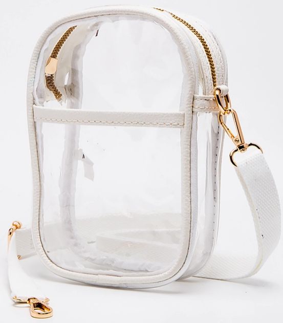 Clear Vertical Crossbody Stadium Bag - White
