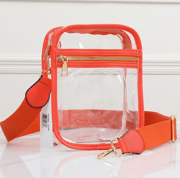 Clear Pu Cross Body Mini Bag - Orange