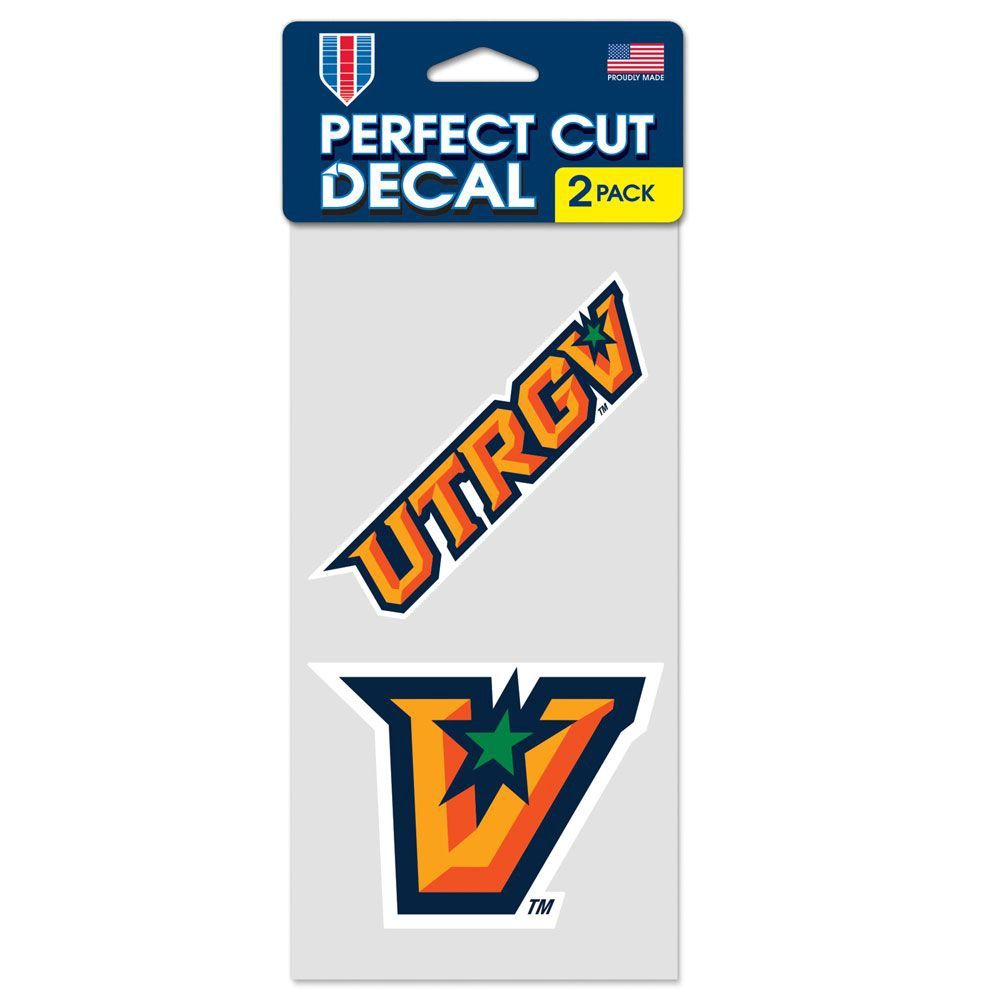 UTRGV Primary Logo Perfect Cut Decal Set 4&quot;X4&quot;
