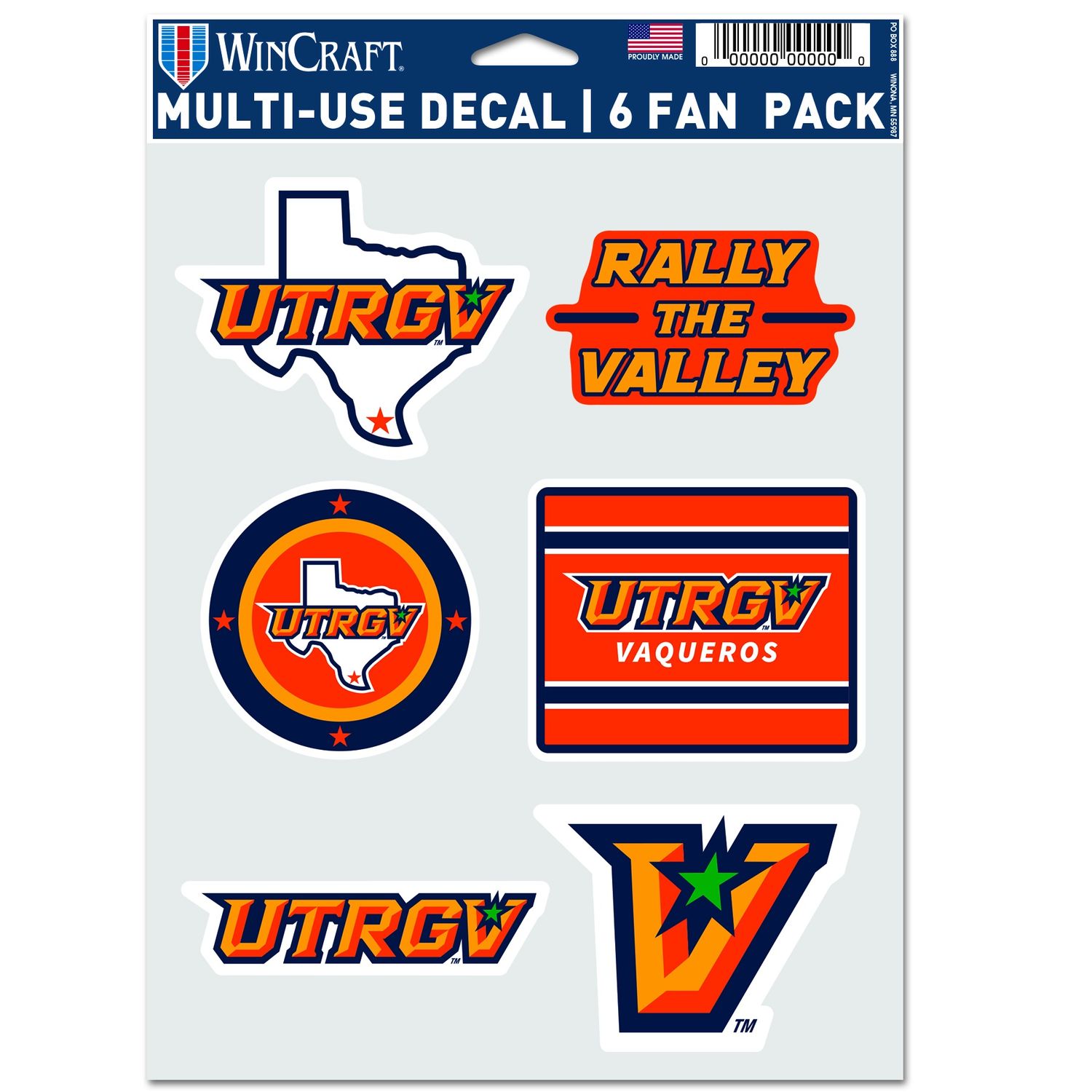 UTRGV Multi Decals - 6 pack