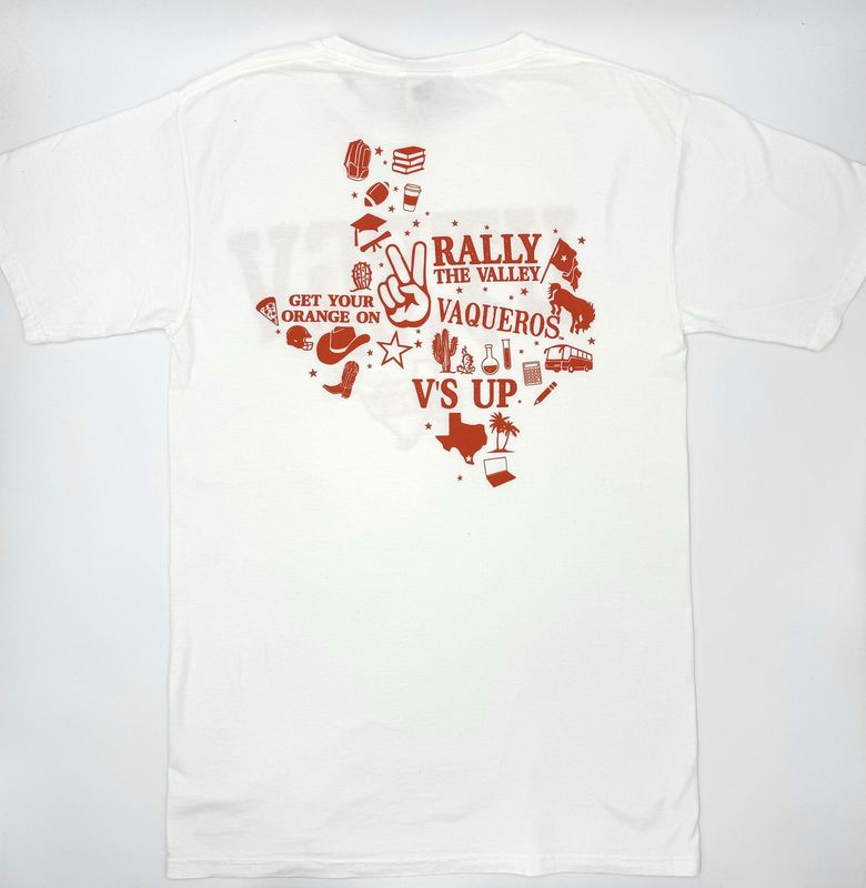 V&#39;s Up Vaqueros Texas Wordle Soft Style T-Shirt - White