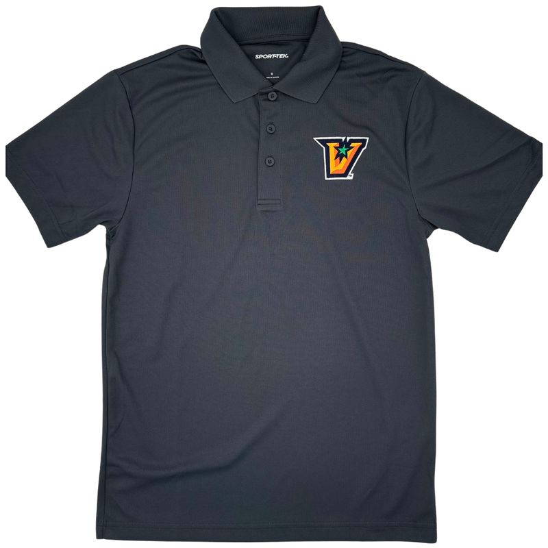 &quot;V&quot; Embroidered Polo - Charcoal Grey