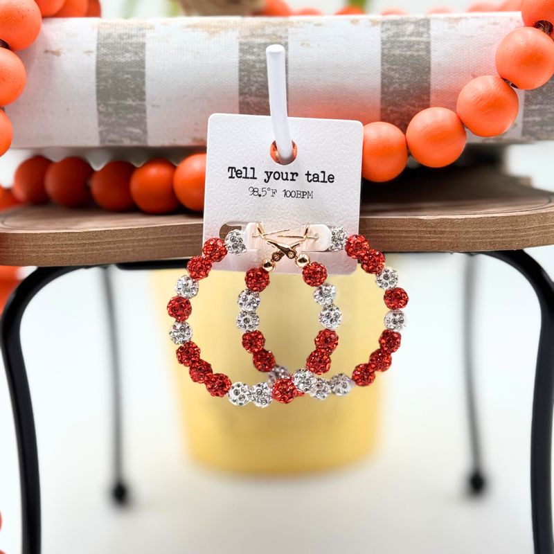 Orange &amp; Silver Pave Hoop Earring