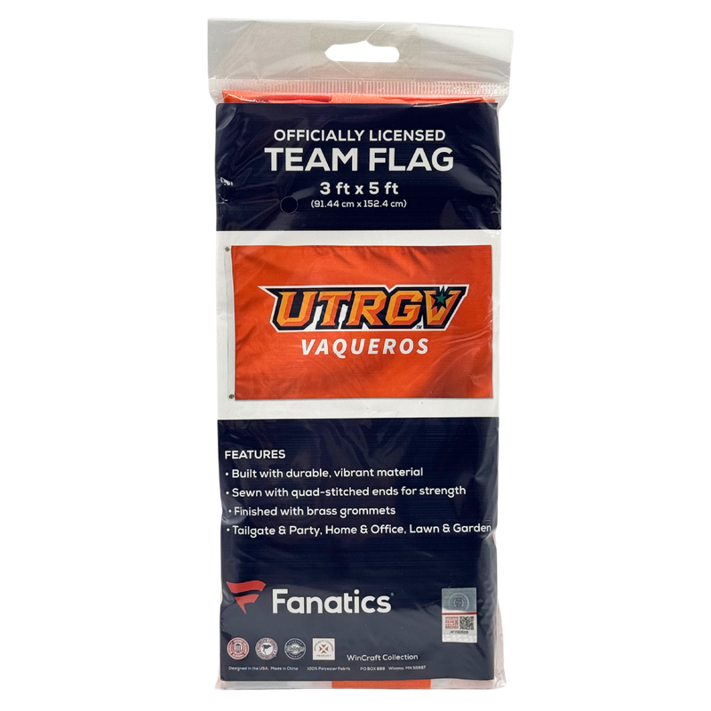 UTRGV Vaqueros Team Flag 3X5 - Orange
