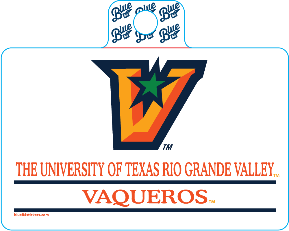 &quot;V&quot; UT Rio Grande Valley Vaqueros Duo State Sticker