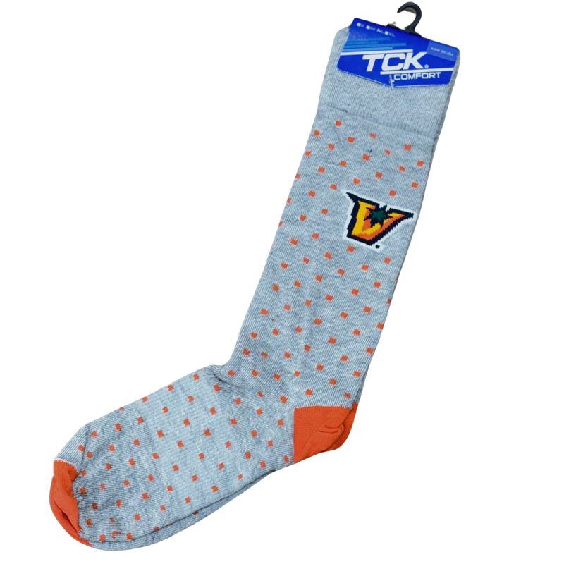 Mid Calf Dress Sock - Orange Polka Dot